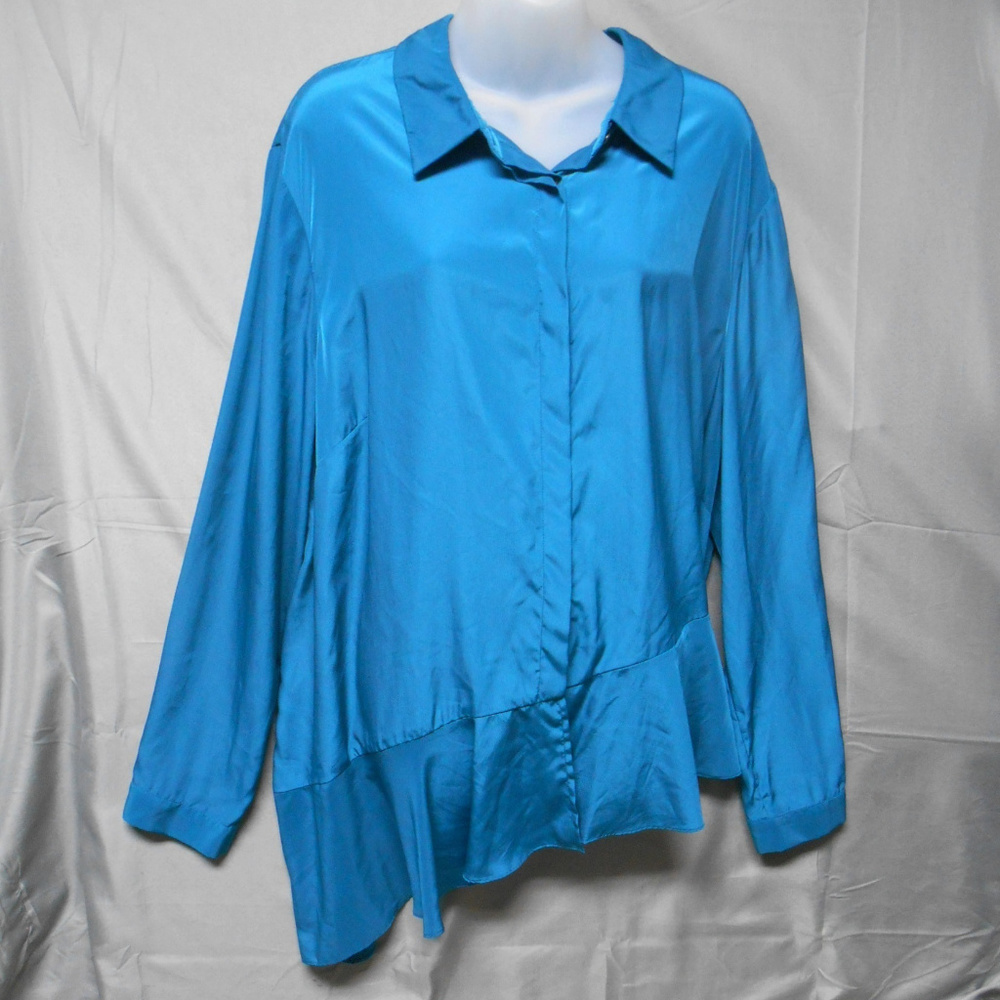 NWOT MBN button dark teal top 4X